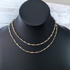 Vintage Necklace 30" Fancy Gold Tone - Very Long But Can Be Layered